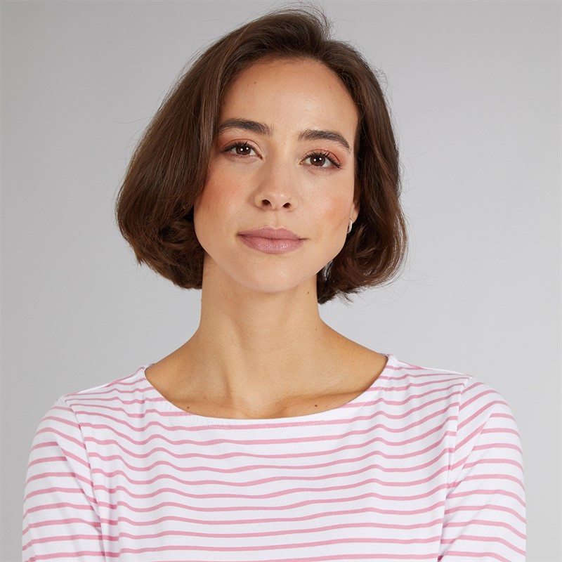 Crew Clothing Womens Breton Long Sleeve T-Shirt Wild Rose White