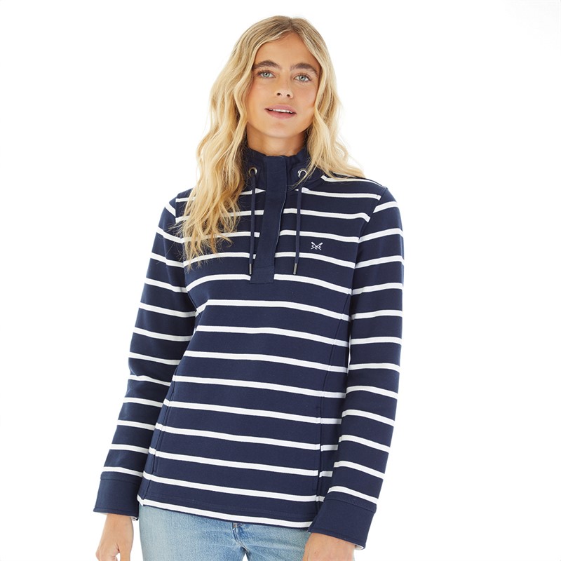 Crew Clothing Womens Toggle Sweatshirt Navy White