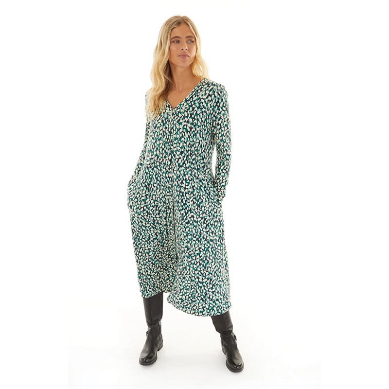 Crew Clothing Womens Midi Dress Oil Blue/Shaded Spruce/White Smoke/Navy