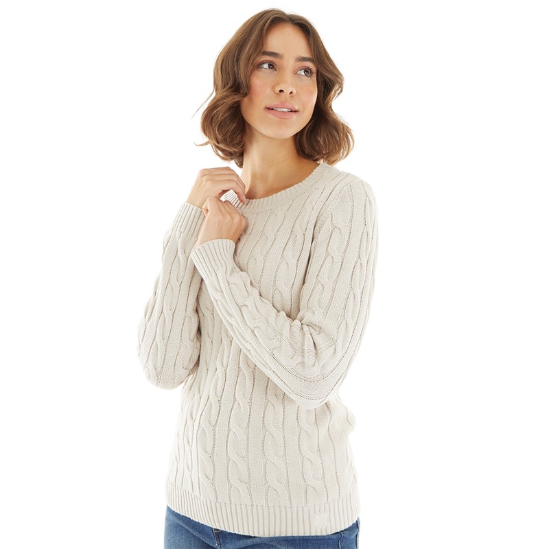 Crew Clothing Womens Chunky Cable Knit Jumper Sand