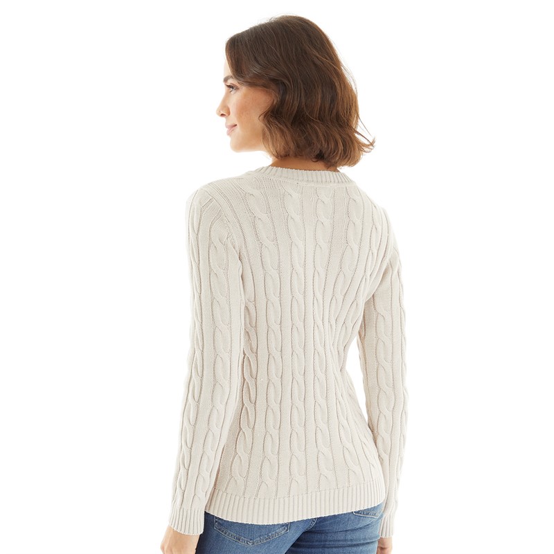 Crew Clothing Womens Chunky Cable Knit Jumper Sand