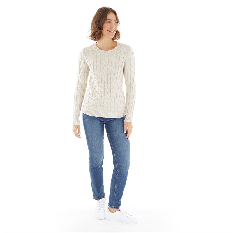 Crew Clothing Womens Chunky Cable Knit Jumper Sand