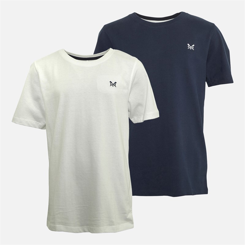 Crew Clothing Boys Two Pack Classic T-Shirts Navy/White