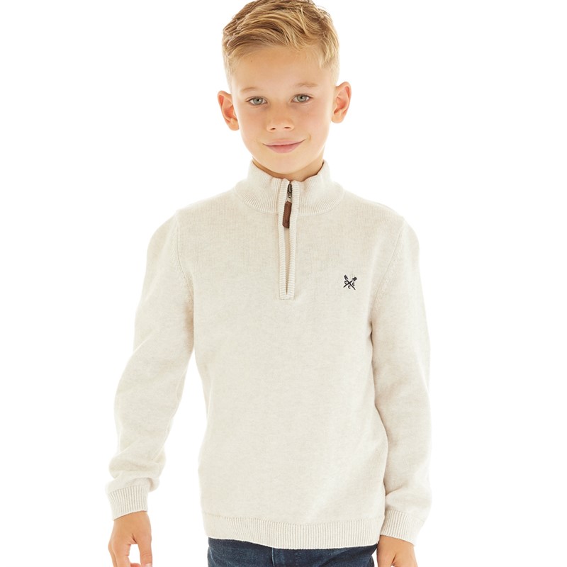 Crew Clothing Boys Classic Half Zip Sweatshirt Straw Marl