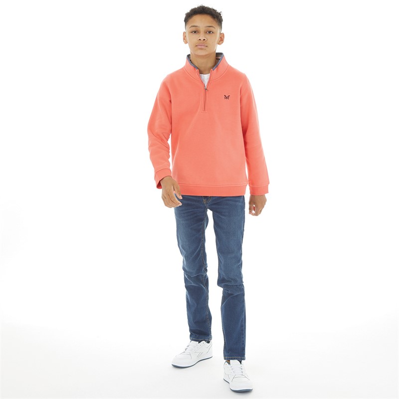 Crew Clothing Boys Half Zip Sweatshirt Red