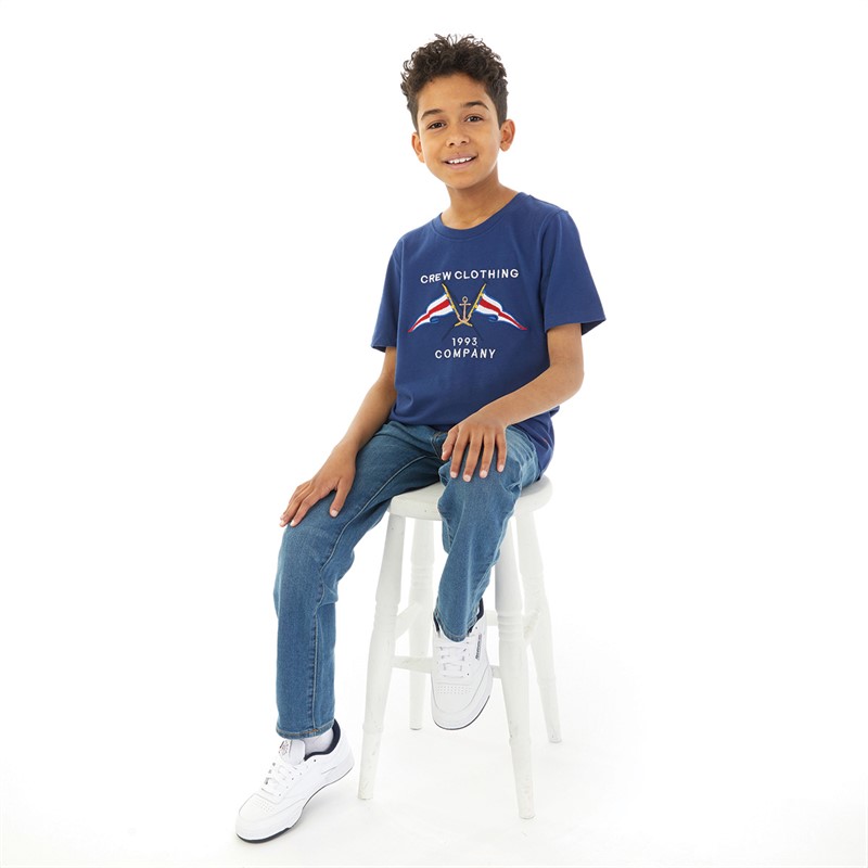 Crew Clothing Boys Embroidered Logo Classic T-Shirt Navy