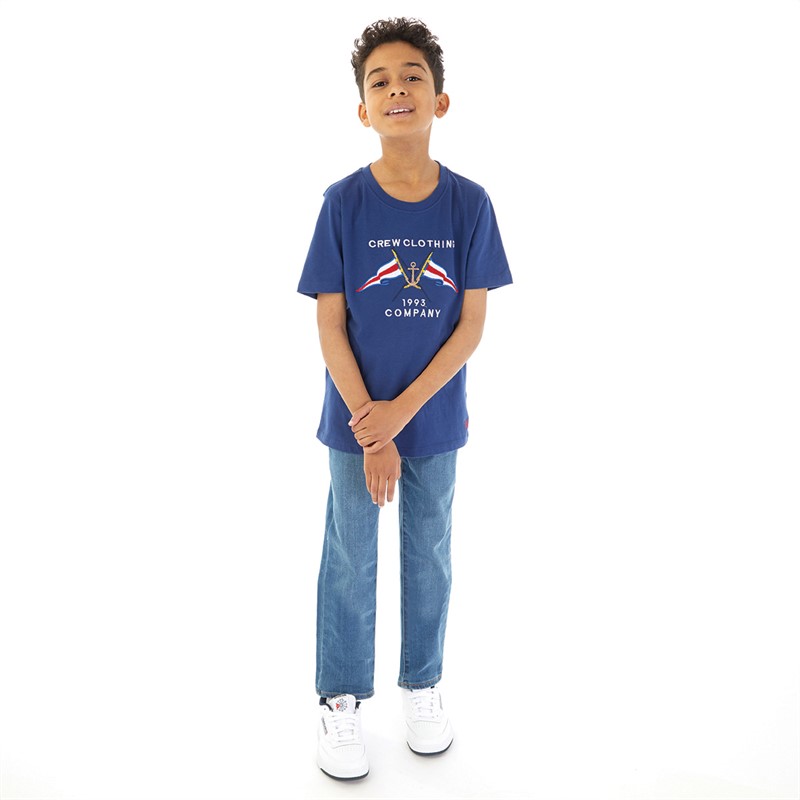 Crew Clothing Boys Embroidered Logo Classic T-Shirt Navy