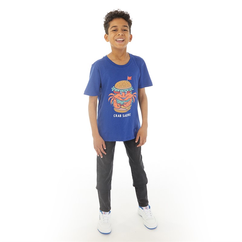 Crew Clothing Boys Crab Sarnie Graphic T-Shirt Blue