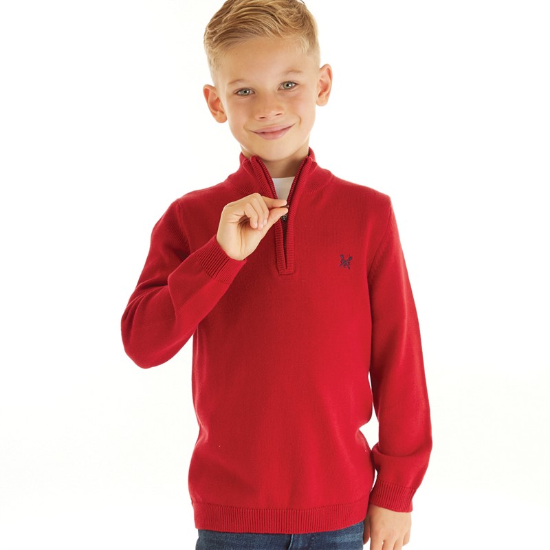 Crew Clothing Boys Classic Half Zip Jumper Red