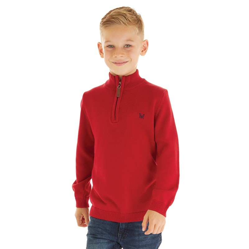 Crew Clothing Boys Classic Half Zip Jumper Red