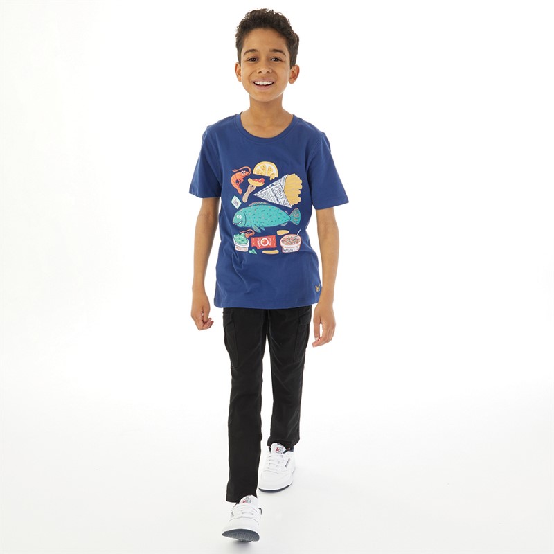 Crew Clothing Boys Fish And Chips T-Shirt Navy