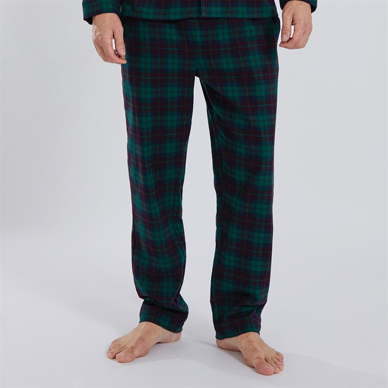 Crew Clothing Mens Flannel Check Lounge Trousers Ponderosa Pine/Rhubarb/Snorkel Blue