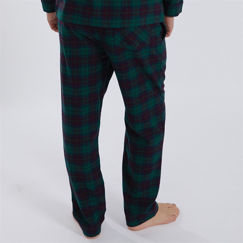 Crew Clothing Mens Flannel Check Lounge Trousers Ponderosa Pine/Rhubarb/Snorkel Blue