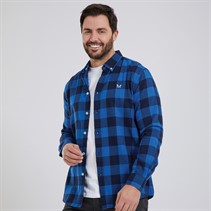 Crew Clothing Mens Flannel Check Shirt Black Iris/Snorkel Blue