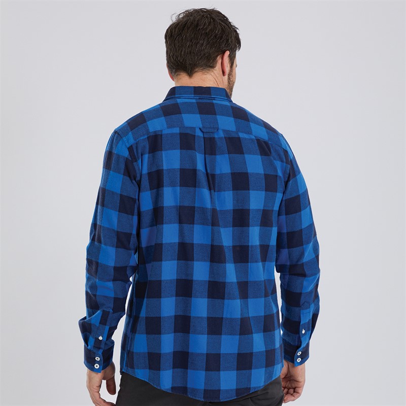 Crew Clothing Mens Flannel Check Shirt Black Iris/Snorkel Blue