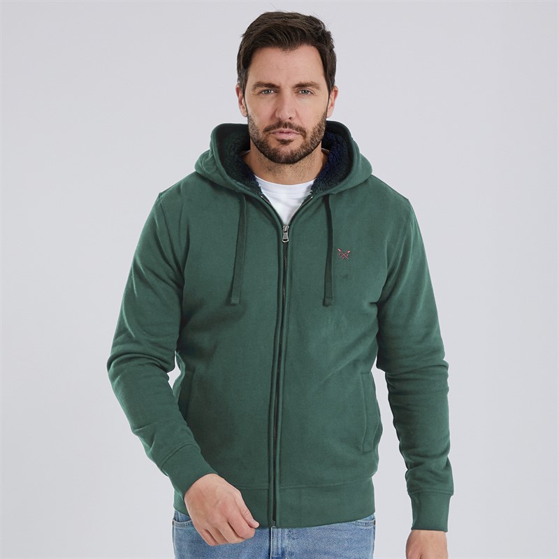 Crew Clothing Mens 1/2 Zip Solid Borg Fleece Green