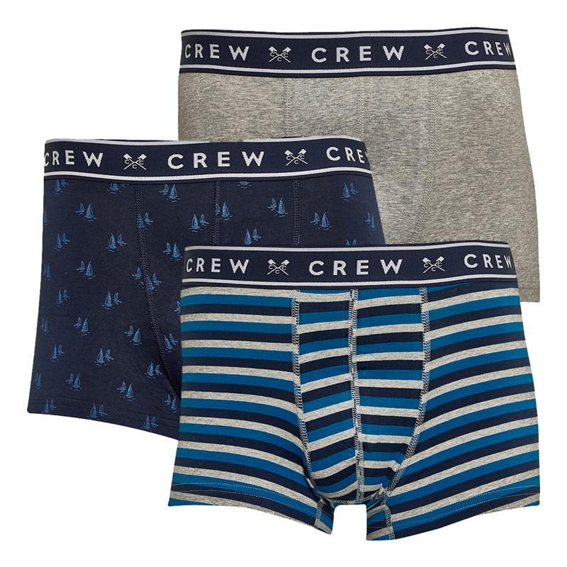 Crew Clothing Mens Three Pack Boxers Blue Stripe