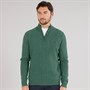Crew Clothing Mens Lambswool Rich 1/2 Zip Cable Knit Jumper Sea Pine Marl