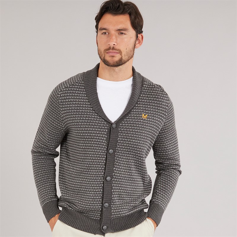 Crew Clothing Mens Shawl Neck Cardigan Charcoal Marl/Grey Marl