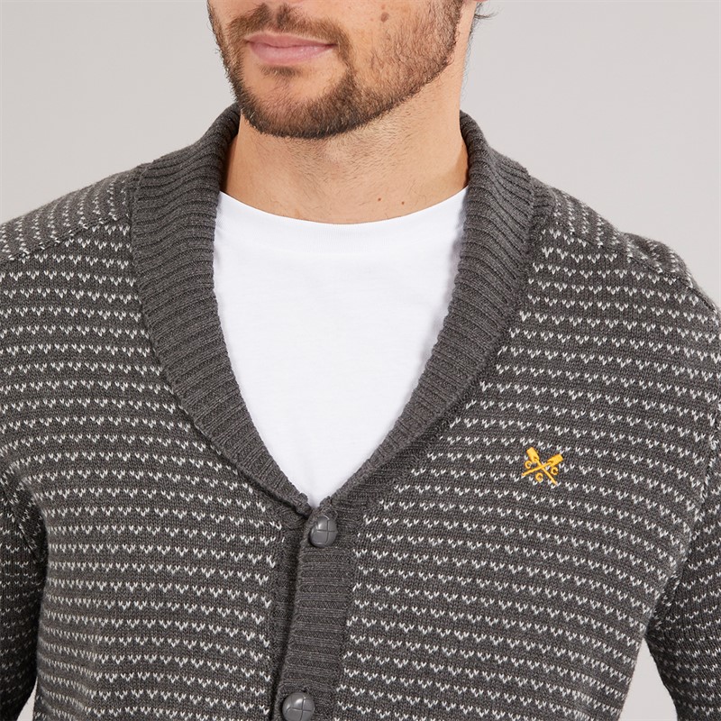 Crew Clothing Mens Shawl Neck Cardigan Charcoal Marl/Grey Marl