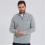 Crew Clothing Mens Lambswool Rich 1/2 Zip Cable Knit Jumper Grey Marl
