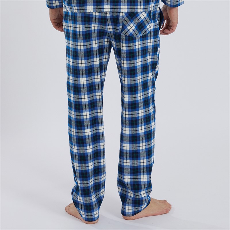 Crew Clothing Mens Flannel Check Lounge Trousers Black Iris/Snorkel Blue/White