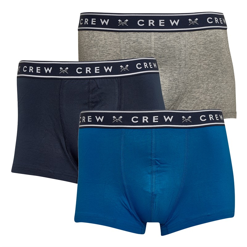 Crew Clothing Mens Three Pack Boxers Navy/Grey/Blue