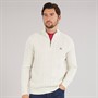 Crew Clothing Mens Lambswool Rich 1/2 Zip Cable Knit Jumper Papyrus Marl