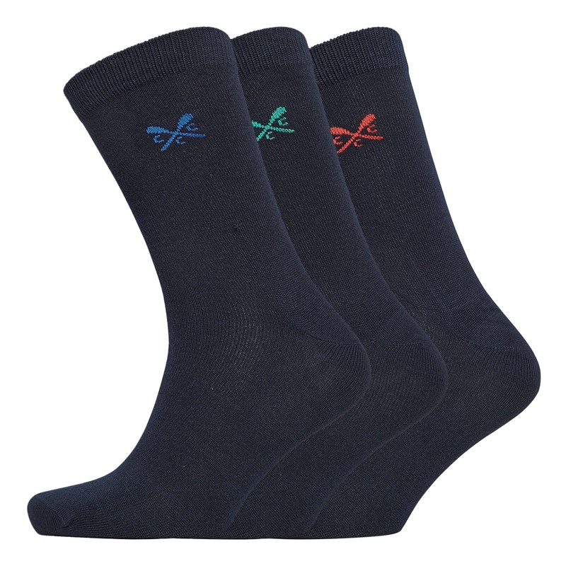 Crew Clothing Mens Three Pack Bamboo Socks Navy Solid