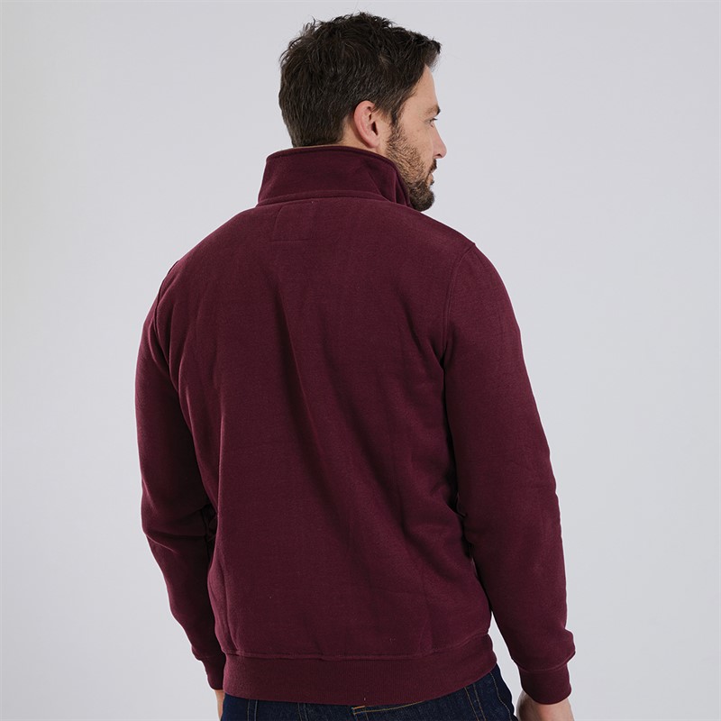 Crew Clothing Mens 1/2 Zip Solid Sweatshirt Wine Tasting