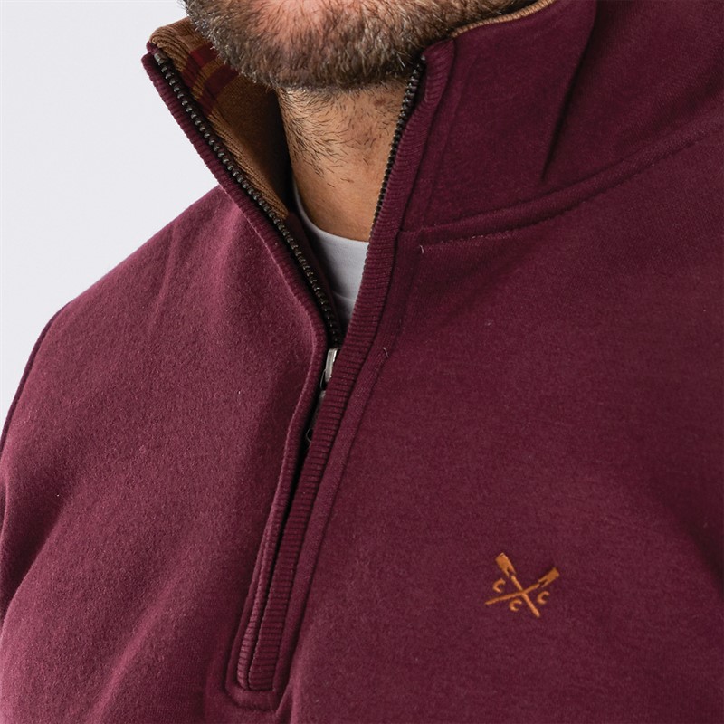 Crew Clothing Mens 1/2 Zip Solid Sweatshirt Wine Tasting