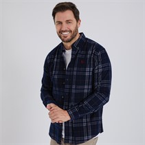 Crew Clothing Mens Cord Check Shirt Black Iris