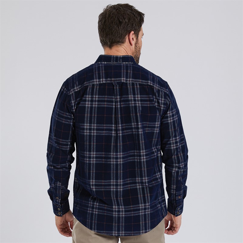 Crew Clothing Mens Cord Check Shirt Black Iris