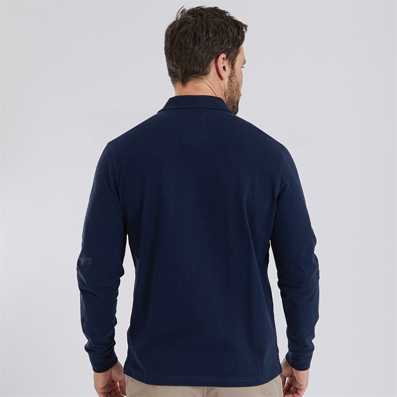 Crew Clothing Mens Long Sleeve Polo Navy Marl