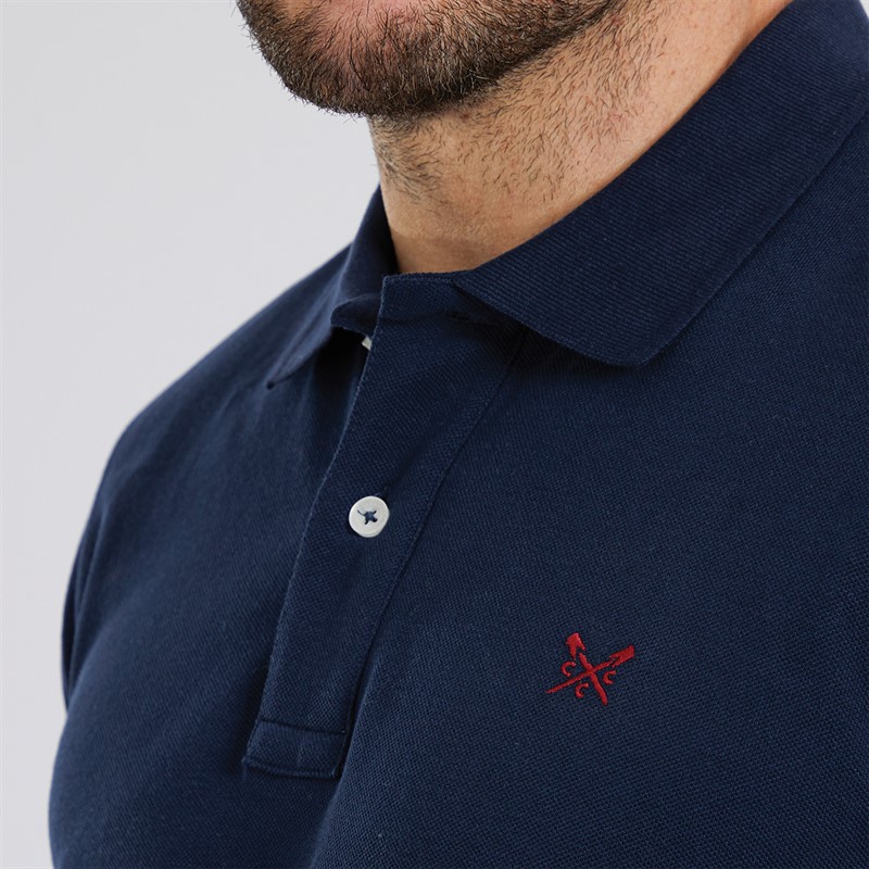 Crew Clothing Mens Long Sleeve Polo Navy Marl