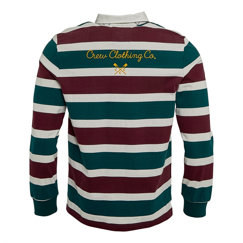 Crew Clothing Mens Heritage Stripe Rugby Top Wine Tasting/Ponderosa Pine