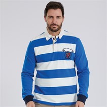 Crew Clothing Mens Cut N Sew Crest Rugby Top Snorkel Blue/White