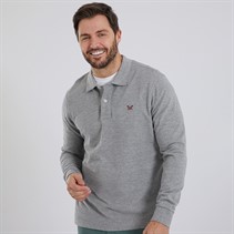 Crew Clothing Mens Long Sleeve Polo Charcoal Marl