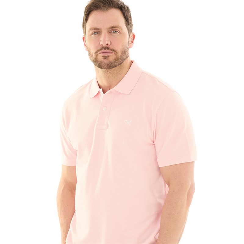 Crew Clothing Mens Melbury Solid Polo Pink/White