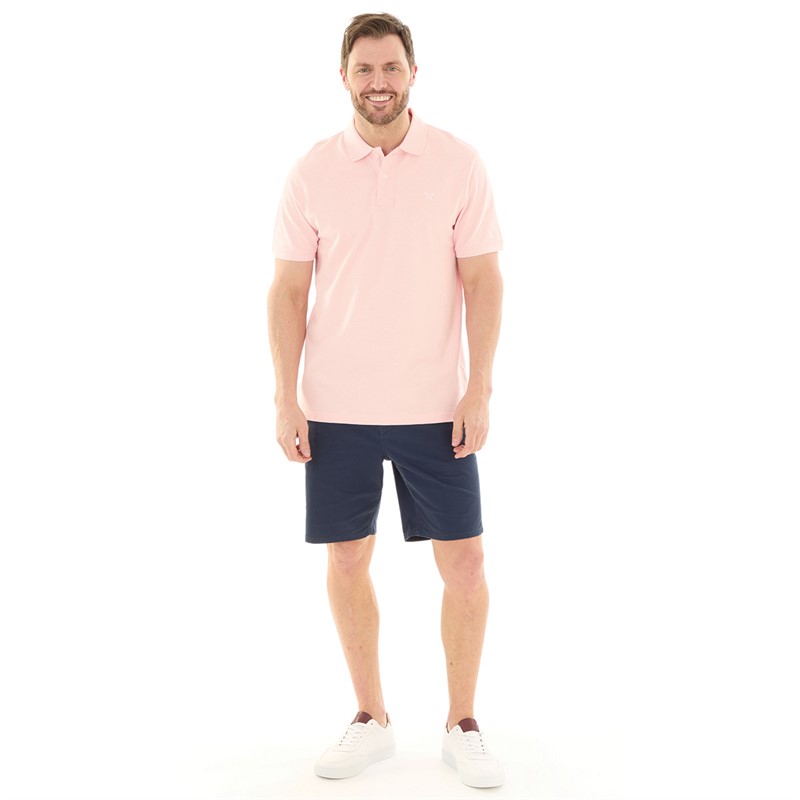 Crew Clothing Mens Melbury Solid Polo Pink/White