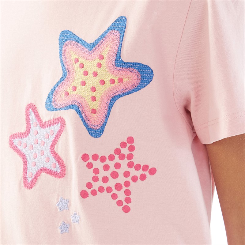 Crew Clothing Girls Crochet Star T-Shirt Pink