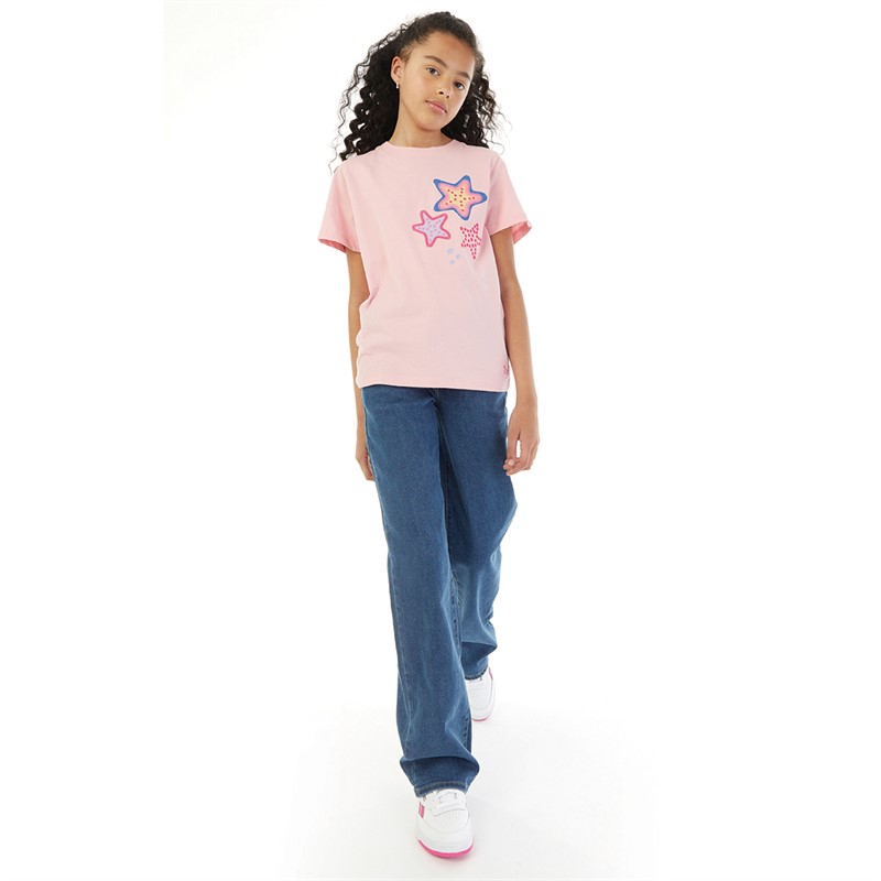 Crew Clothing Girls Crochet Star T-Shirt Pink