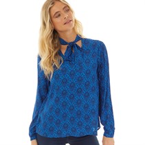 Crew Clothing Womens Tie Neck Blouse Victoria Blue/Heritage Navy