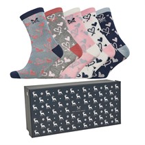 Crew Clothing Womens Five Pack Boxed Socks Heart Multi