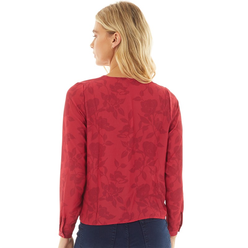 Crew Clothing Womens Devore Tonal Print Blouse Carmine/Chilli Pepper