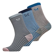 Crew Clothing Womens Three Pack Socks Pink/Bluestripe