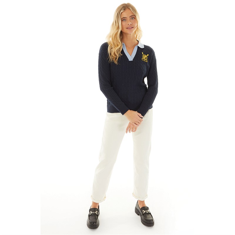 Crew Clothing Womens Cable Rugby Jumper Heritage Navy