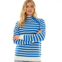 Crew Clothing Womens Funnel Neck Button Shoulder Jumper Victoria Blue/Papyrus