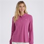 Crew Clothing Womens Tipped Long Sleeve Polo Purple Orchid