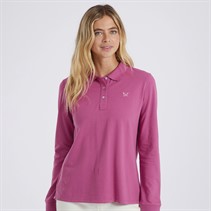 Crew Clothing Womens Tipped Long Sleeve Polo Purple Orchid